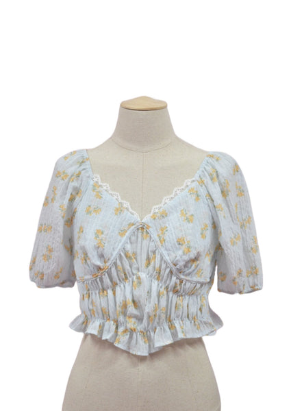 Blusa Floreada con Broderie