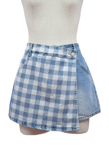 Short Falda Denim a Cuadros