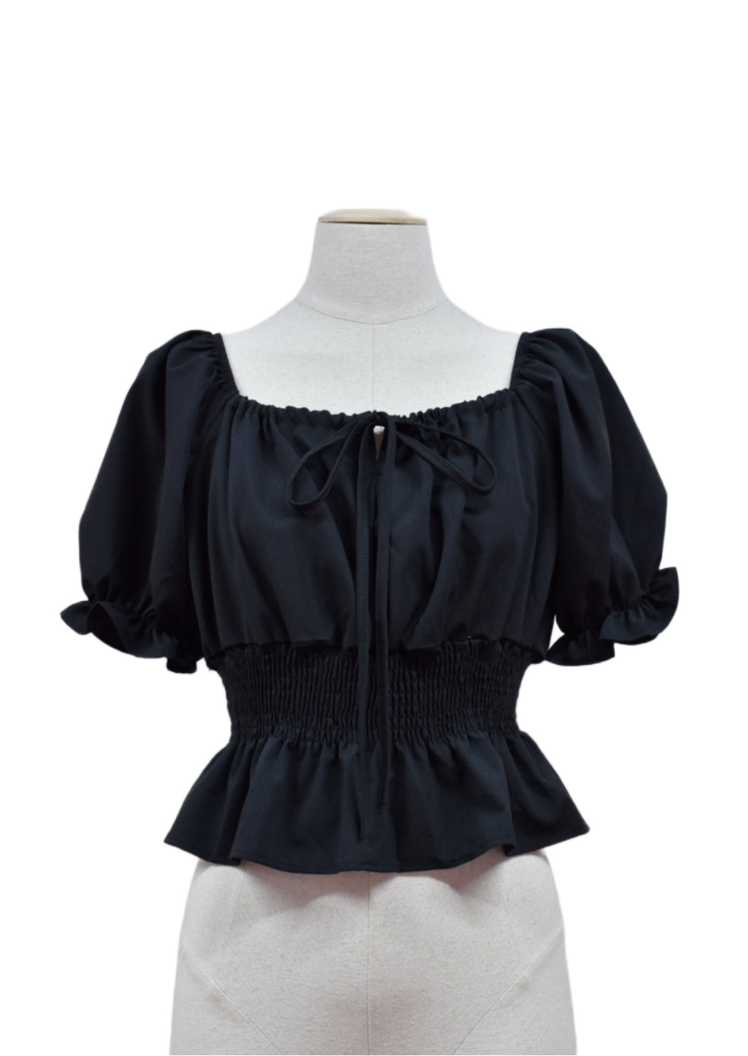 Blusa Manga Gigot con Cintura Fruncida