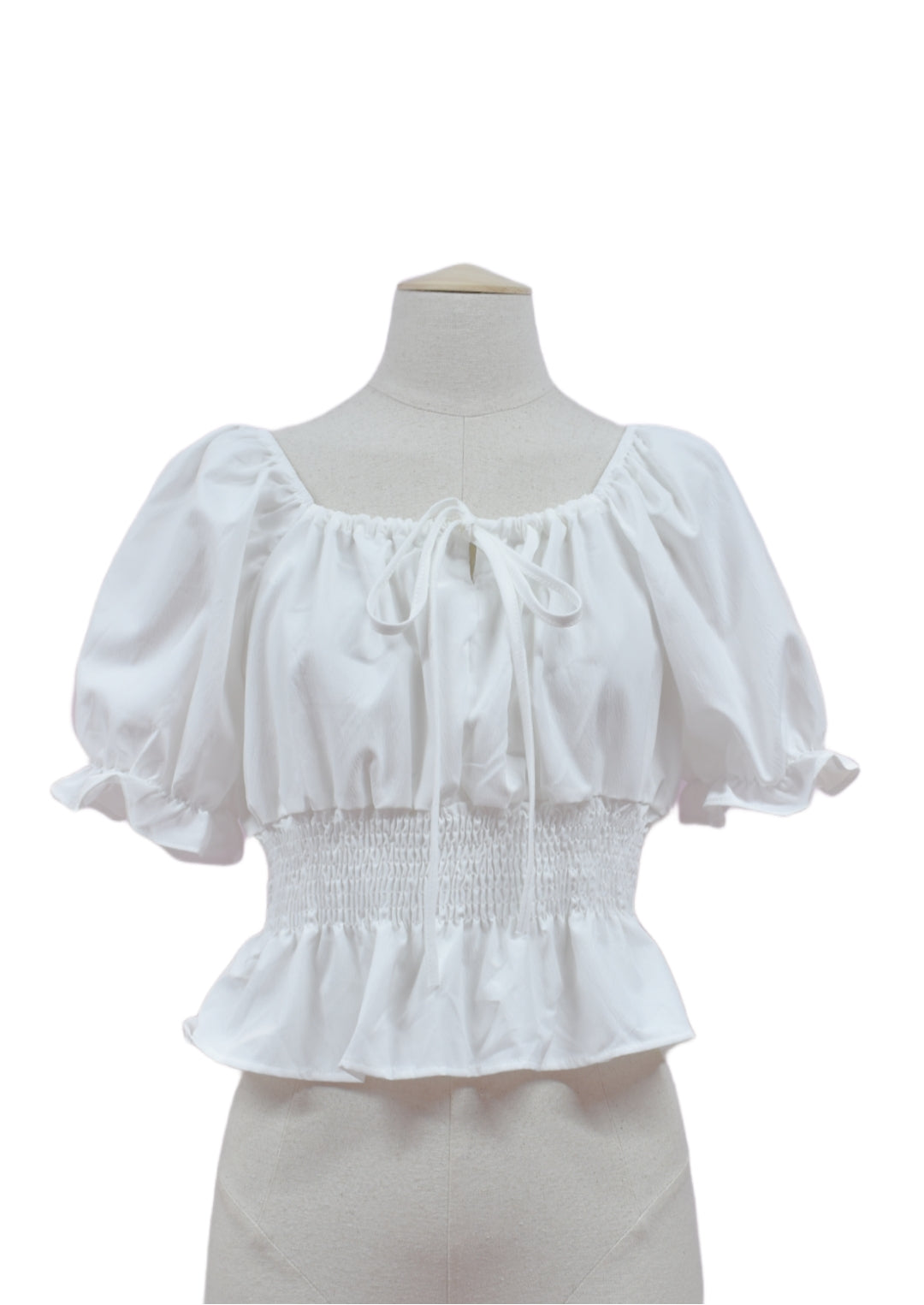 Blusa Manga Gigot con Cintura Fruncida