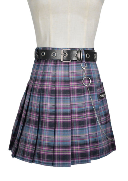Pocket and Chain Pleated Skirt
