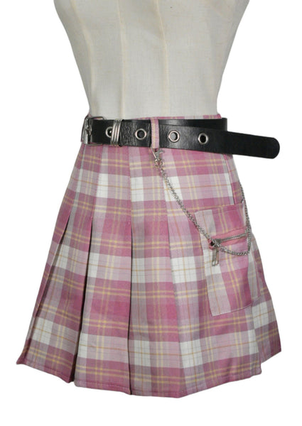 Pocket and Chain Pleated Skirt